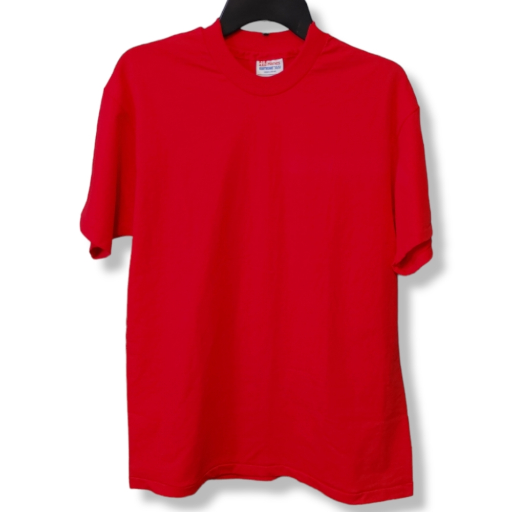Vintage Single Stitch Blank T Shirt Size Large Red Short Sleeve Crew Vtg Tee